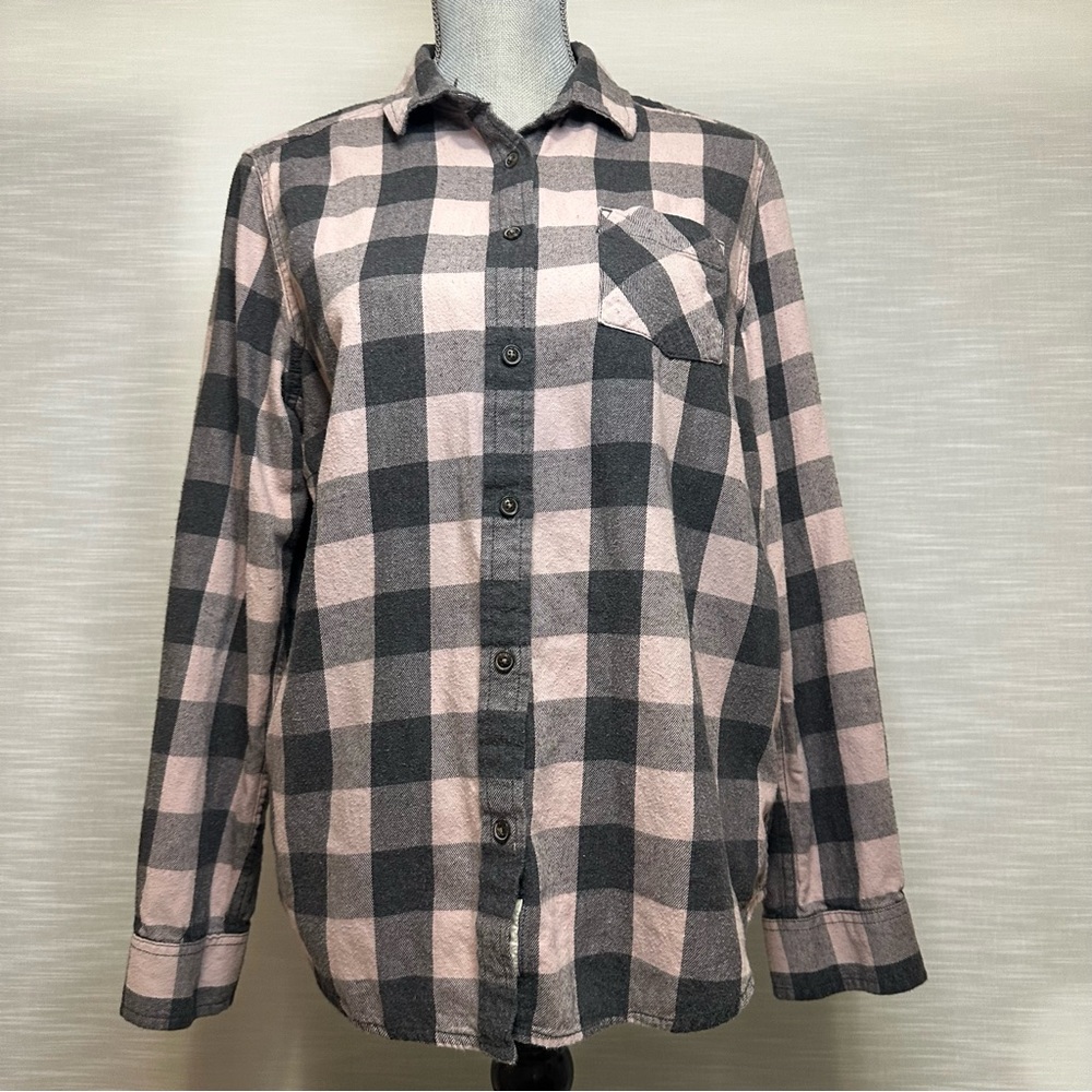 Roots Plaid Button Up 100% Cotton Flannel Shirt